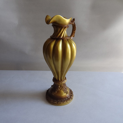 【庫存家居 樹脂類 家居裝飾品 金黃色樹脂花瓶 義烏批發地攤 3890】價格,廠家,圖片,塑料、樹脂工藝品,德化縣友誠陶瓷商行-