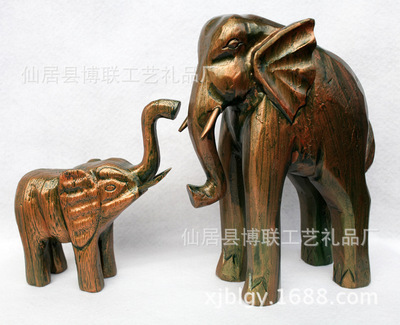 【生產廠家 手工雕刻實木大象 吉祥對裝 禮品動物擺件批發】價格,廠家,圖片,木質、竹質工藝品,仙居縣博聯工藝禮品廠-